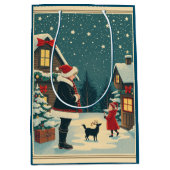 Vintage Christmas Illustration ミディアムペーパーバッグ (正面)