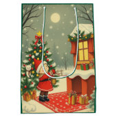 Vintage Christmas Illustration ミディアムペーパーバッグ (裏面)