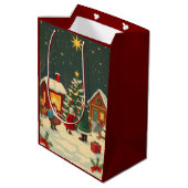 Vintage Christmas Illustration ミディアムペーパーバッグ (裏面アングル)