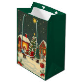 Vintage Christmas Illustration ミディアムペーパーバッグ (正面アングル)