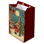 Vintage Christmas Illustration ミディアムペーパーバッグ (正面アングル)