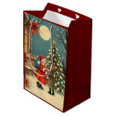 Vintage Christmas Illustration ミディアムペーパーバッグ (裏面アングル)