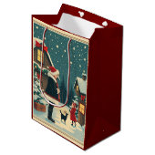 Vintage Christmas Illustration ミディアムペーパーバッグ (正面アングル)