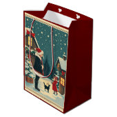 Vintage Christmas Illustration ミディアムペーパーバッグ (裏面アングル)
