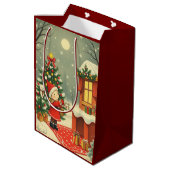 Vintage Christmas Illustration ミディアムペーパーバッグ (裏面アングル)