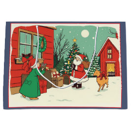 Vintage Christmas Illustration ラージペーパーバッグ