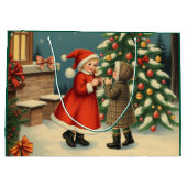 Vintage Christmas Illustration ラージペーパーバッグ (裏面)