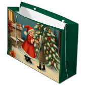 Vintage Christmas Illustration ラージペーパーバッグ (正面アングル)