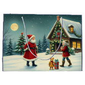 Vintage Christmas Illustration ラージペーパーバッグ (裏面)