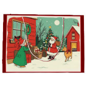 Vintage Christmas Illustration ラージペーパーバッグ (裏面)