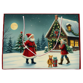 Vintage Christmas Illustration ラージペーパーバッグ