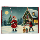 Vintage Christmas Illustration ラージペーパーバッグ (裏面)