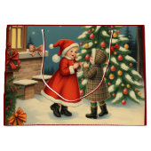 Vintage Christmas Illustration ラージペーパーバッグ (正面)