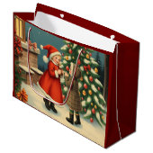 Vintage Christmas Illustration ラージペーパーバッグ (正面アングル)