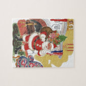 Vintage Christmas, Jolly Santa Claus with Presents ジグソーパズル (横)