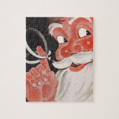 Vintage Christmas, Jolly Santa Claus with String ジグソーパズル (縦)