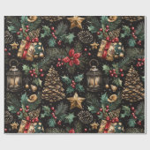 Vintage Christmas Lanterns ラッピングペーパー (フラット)