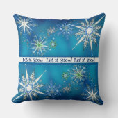 Vintage Christmas "Let It Snow" Snowflake クッション (正面)