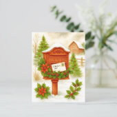 Vintage Christmas Letters Cozy Winter Postcard シーズンポストカード (スタンド正面)