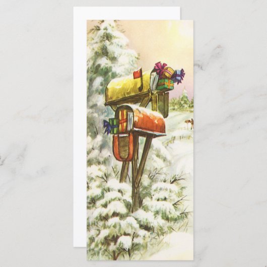 Vintage Christmas, Mailboxes in Winter Landscape (正面/裏面)