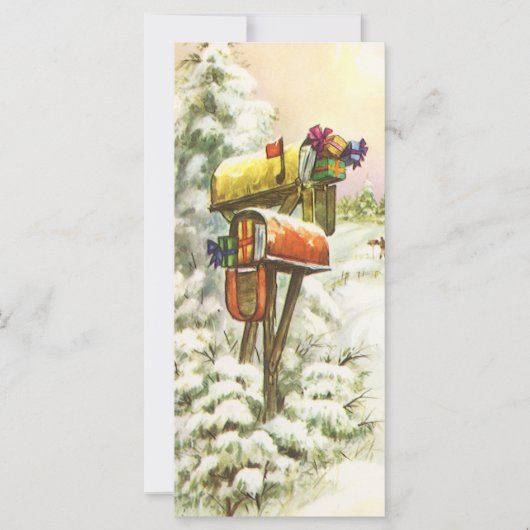 Vintage Christmas, Mailboxes in Winter Landscape (正面)