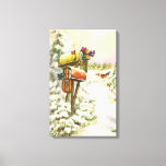 Vintage Christmas, Mailboxes in Winter Landscape キャンバスプリント<br><div class="desc">ヴィンテージイラストレーションビクトリアンエラメリークリスマスの休日の画像は、雪の上にクリスマスのメールと冬のプレゼントで満たされたメールボックスの雪の風景を特徴とする。馬描車が雪の通りを横に木々と森で走っている。ハッピーホリデーと季節のご挨拶！</div>