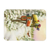 Vintage Christmas, Mailboxes in Winter Landscape マグネット (横)