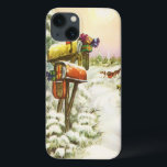 Vintage Christmas, Mailboxes in Winter Landscape iPhone 13ケース<br><div class="desc">ヴィンテージイラストレーションビクトリアンエラメリークリスマスの休日の画像は、雪の上にクリスマスのメールと冬のプレゼントで満たされたメールボックスの雪の風景を特徴とする。馬描車が雪の通りを横に木々と森で走っている。ハッピーホリデーと季節のご挨拶！</div>