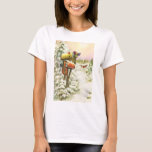 Vintage Christmas, Mailboxes in Winter Landscape Tシャツ<br><div class="desc">ヴィンテージイラストレーションビクトリアンエラメリークリスマスの休日の画像は、雪の上にクリスマスのメールと冬のプレゼントで満たされたメールボックスの雪の風景を特徴とする。馬描車が雪の通りを横に木々と森で走っている。ハッピーホリデーと季節のご挨拶！</div>