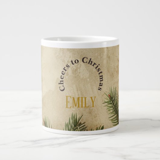 Vintage Christmas Mug – Classic Red & Green Cup ジャンボコーヒーマグカップ (正面)