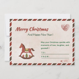 🎄🌸Vintage Christmas & New Year Card with Horse シーズンカード