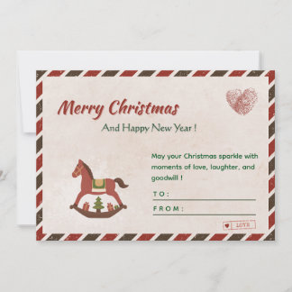🎄🌸Vintage Christmas & New Year Card with Horse シーズンカード