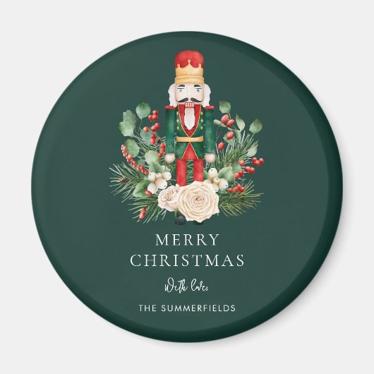 Vintage Christmas Nutcracker Greenery Holiday マグネット (正面)