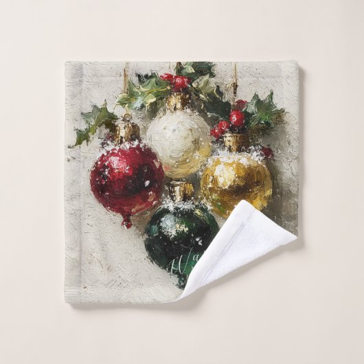 Vintage Christmas Ornaments ウォッシュタオル (ウォッシュタオル)