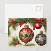 Vintage Christmas Ornaments  シーズンポストカード (正面/裏面)