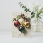 Vintage Christmas Ornaments シーズンポストカード (スタンド正面)