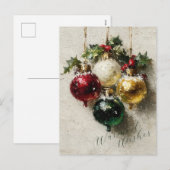 Vintage Christmas Ornaments シーズンポストカード (正面/裏面)
