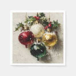 Vintage Christmas Ornaments スタンダードカクテルナプキン
