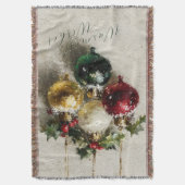 Vintage Christmas Ornaments スローブランケット (正面縦)
