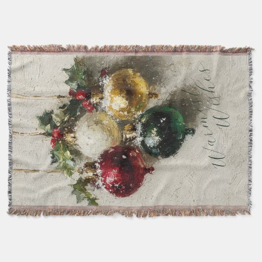 Vintage Christmas Ornaments スローブランケット (正面)