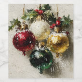 Vintage Christmas Ornaments ワインラベル (シングルラベル)