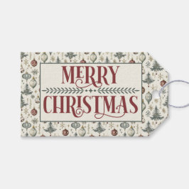 Vintage Christmas Ornaments on Cream ギフトタグ