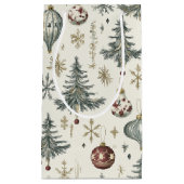 Vintage Christmas Ornaments on Cream スモールペーパーバッグ (正面)