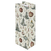 Vintage Christmas Ornaments on Cream ワインギフトバッグ (裏面アングル)