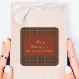 Vintage Christmas Party Plaid Classic Timeless スクエアシール