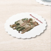  Vintage Christmas Party Tableware ペーパーコースター (アングル)
