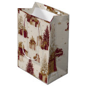 Vintage Christmas Pattern Gift Bag ミディアムペーパーバッグ (正面アングル)