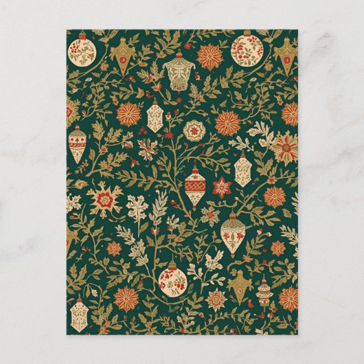 Vintage Christmas Pattern - Holiday Postcard シーズンポストカード (正面)