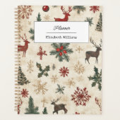 Vintage Christmas Pattern Retro Holiday Journal プランナー手帳 (正面)