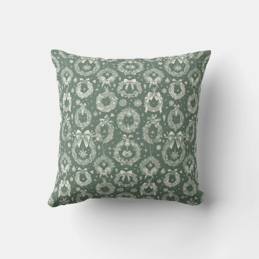 Vintage Christmas Pattern Throw Pillow クッション (裏面)